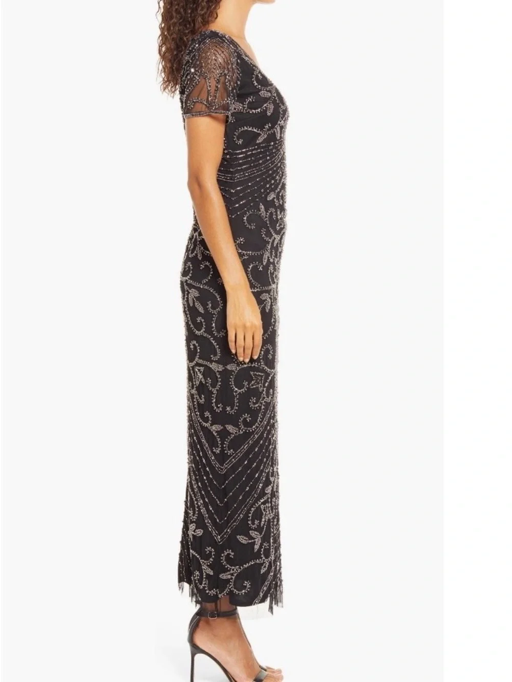 Pisarro Nights Black Maxi Dress with Mercury Beading - Picture 3 of 13